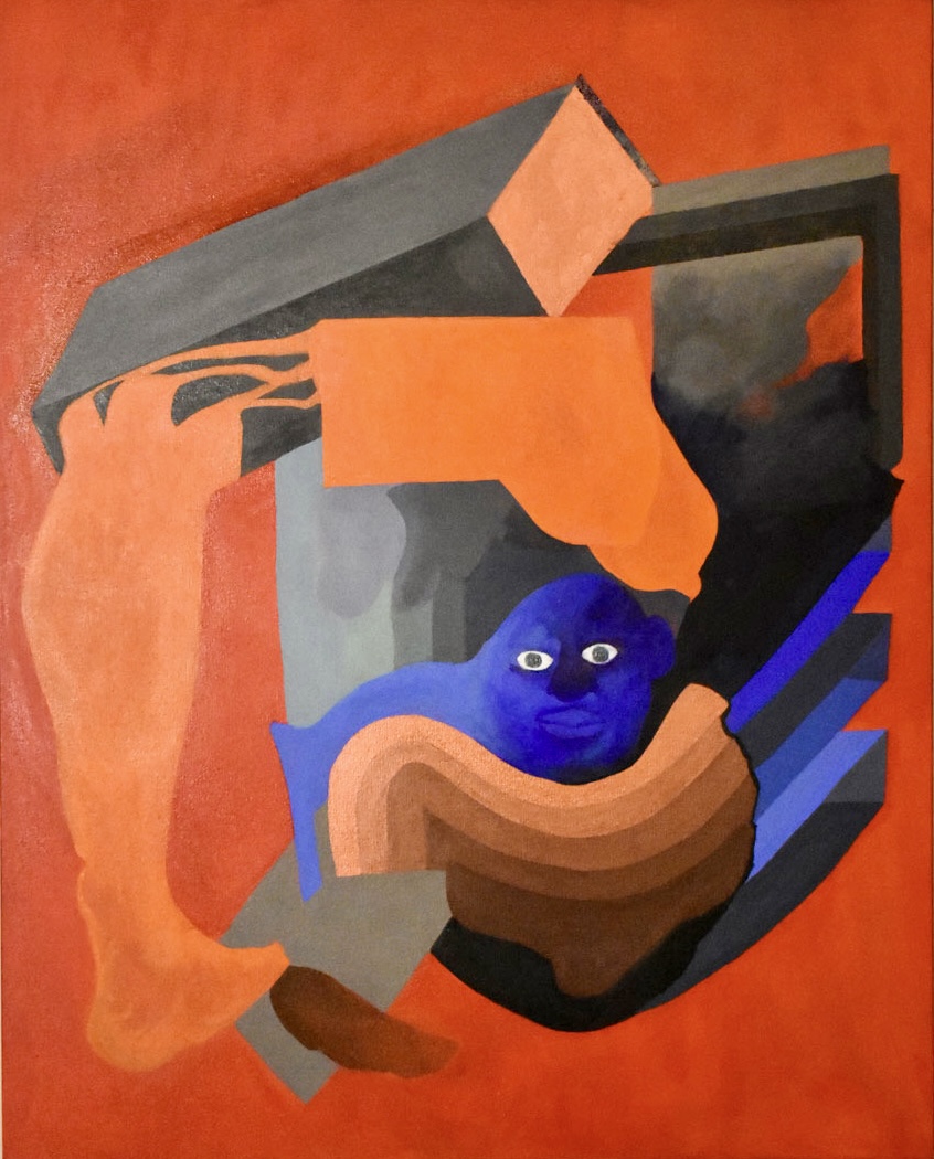 Untitled (Blue Figure, Red Ground)